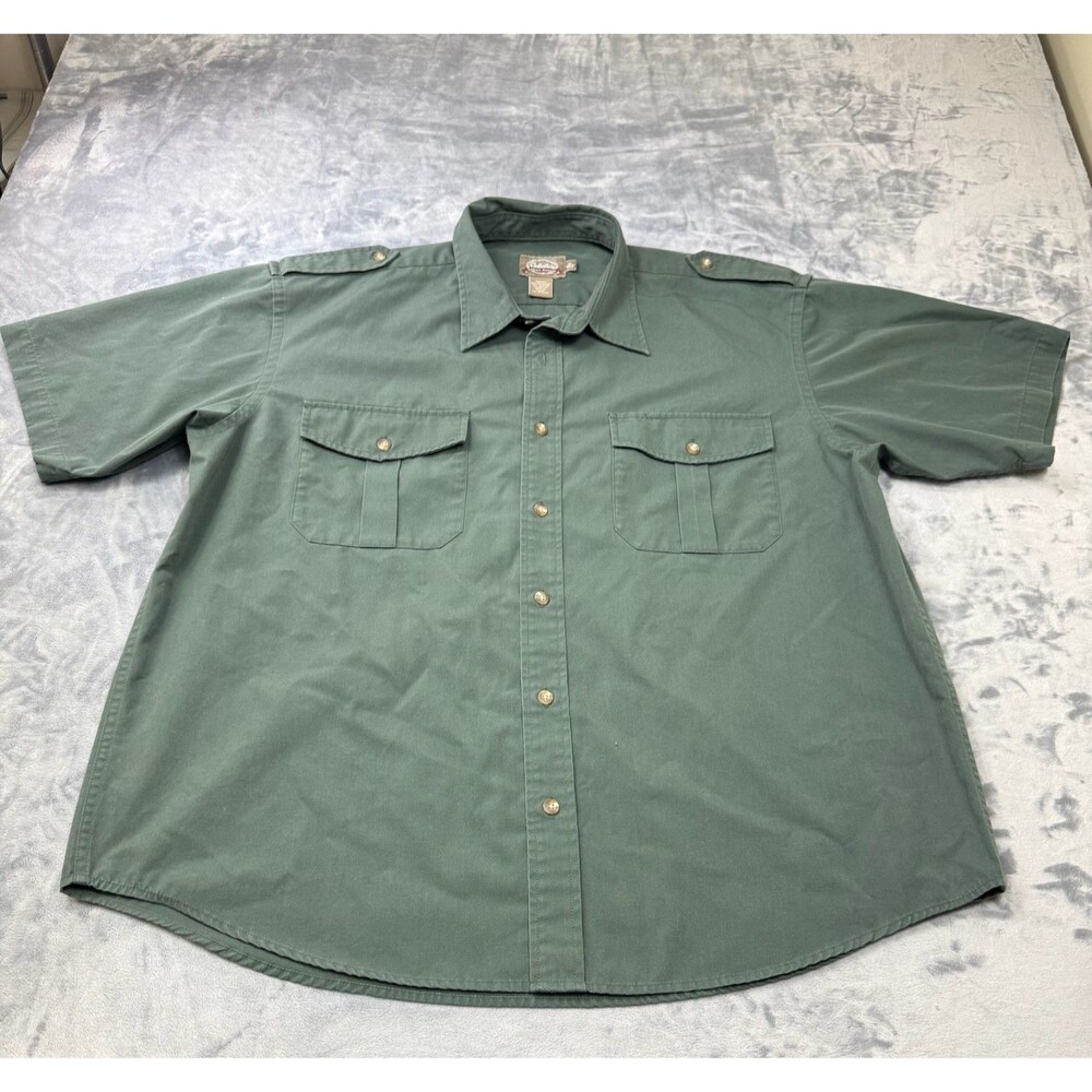 Cabelas Safari Series Mens XL Green Short Sleeve Fishing Hiking Shirt Outdoor - Picture 1 of 7